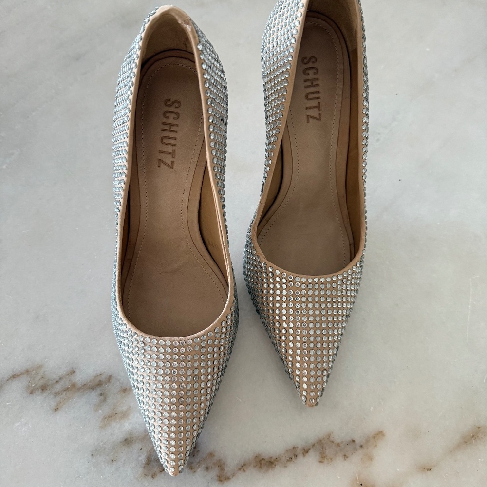 SCHUTZ Lou crystal suede pump